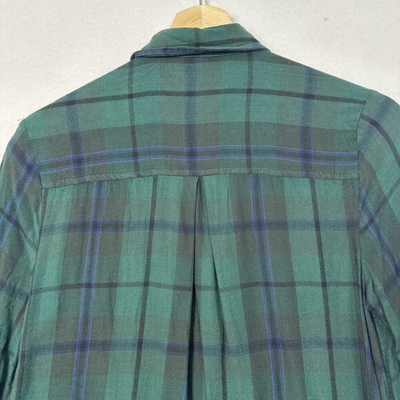 Old Navy Shirt Dress Womens Small Tall Green Plaid Preppy Grunge Country Skate - Picture 6 of 11